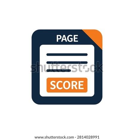 A flat design document icon displaying a score button symbolizing academic achievement or performance metrics. Useful for educational or business assessment themes.