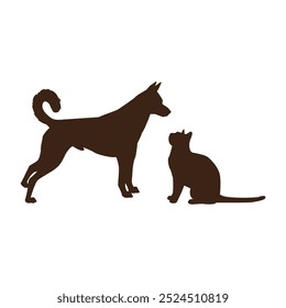 Flat design dog and cat silhouette illustration vector file