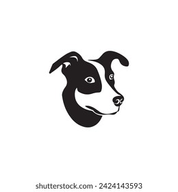 Flat design dog head silhouette illustration