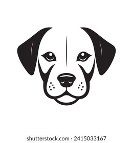 flat design dog head vintage logo line art concept hand drawn illustration isolated