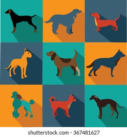 Flat design dog icon set. EPS 10 vector.