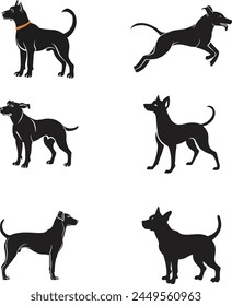 Flat design dog silhouette illustration animal vector