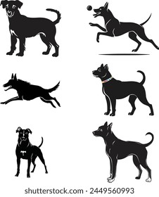 Flat design dog silhouette illustration animal vector