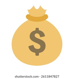 Flat design dollar bag icon. Vector.