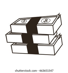 flat design dollar bills icon vector illustration