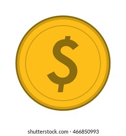 flat design dollar coin icon vector illustration