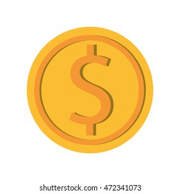 flat design dollar coin icon vector illustration