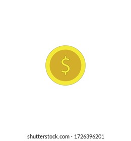 Diseño plano de moneda en dólares de moneda icono de caja vector de caja.