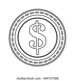 flat design dollar sign coin icon vector illustration line design