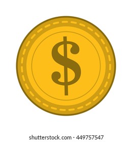 flat design dollar sign coin icon vector illustration