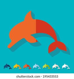 Flat design: dolphin