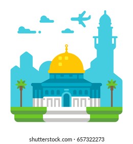 Flat design Dome of Rock illustration vector