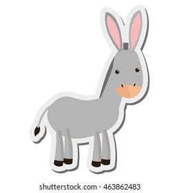 flat design donkey cartoon icon vector illustration