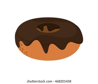 flat design donut with chocolate cover icon vector illustration
