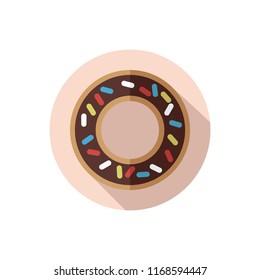 Flat design donut with chocolate glaze