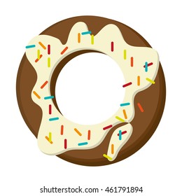 flat design donut with cream and sprinkles icon vector illustration