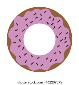 flat design donut glazed with sprinkles icon vector illustration