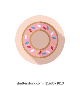 Flat design donut with pink glaze