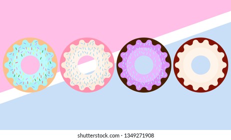 flat design donuts on colorful background