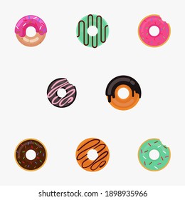 Flat design  donuts set bundle vector graphics