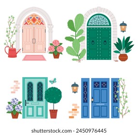 Flat design door composition set collection with elegant style 