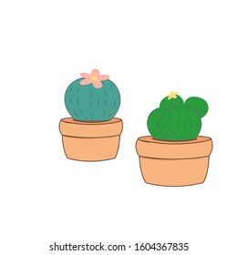 flat design double green cactus 