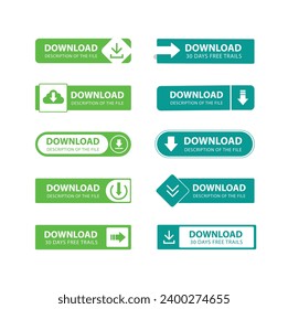 Colección de etiquetas de descarga de diseño plano Ilustración vectorial.