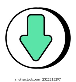 A flat design of downward arrow