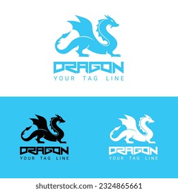 Flat design dragon colorful logo