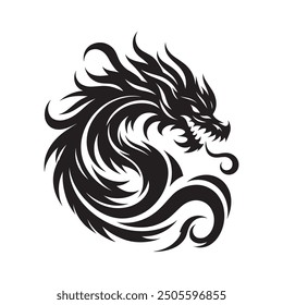 Flat design dragon silhouette illustration vector and logo design.