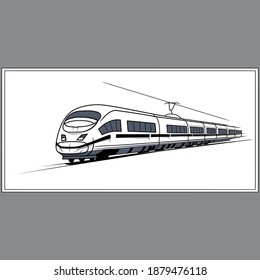 Flat Design Drawing, High Speed Train. Travel Concept. Vector Illustration For Your Design And Infographic Template.