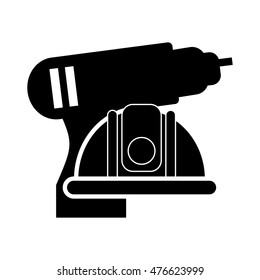 flat design drill and safety helmet icon vector illustration