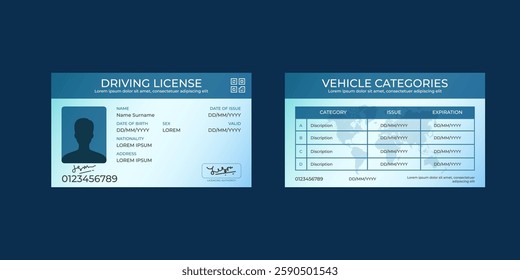 Flat Design Driving License Card Template