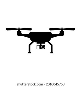 Flat design of drone icon with action camera isolated on white background. Logo concept. Vector illustration.