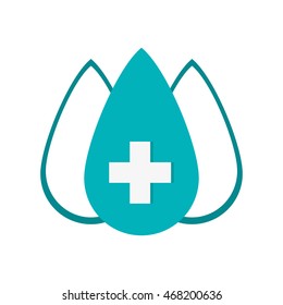 flat design drop with medical cross icon vector illustration