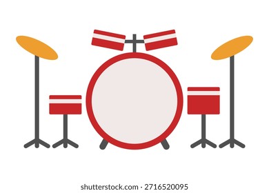 Icono de conjunto de tambor de diseño plano. Vector.