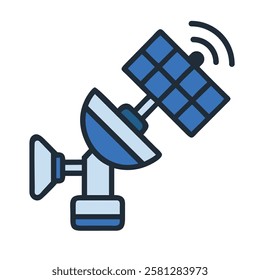 Flat design dual satellite dish for advanced communication isolated vector illustration