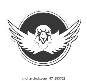 flat design eagle emblem icon vector illustration