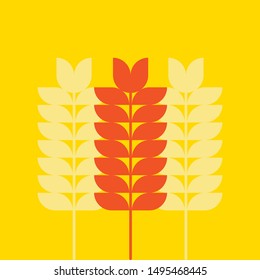 Flat design. ear of wheat. Ear of wheat icon in flat design with long shadows. Vector illustration