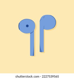 Flat design earphones with a blue theme