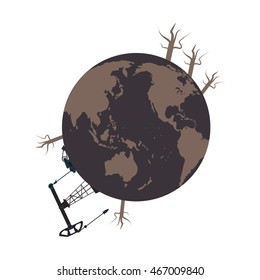 flat design earth contamination icon vector illustration