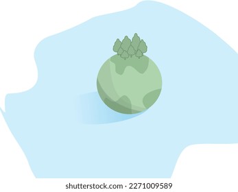 Flat design of earth and global warming 