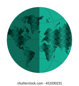 flat design earth globe icon vector illustration