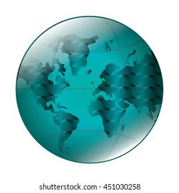 flat design earth globe with latitudes and meridians icon vector illustration