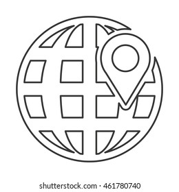 flat design earth globe with latitudes and meridians icon vector illustration
