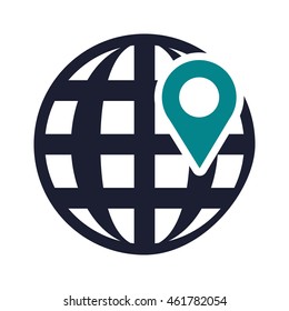 flat design earth globe with latitudes and meridians icon vector illustration
