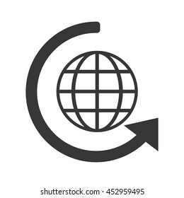 flat design earth glove with latitudes and meridians icon vector illustration