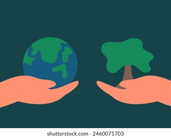 flat design earth healing vector illustration