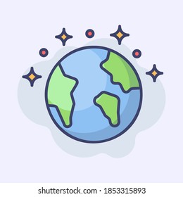 Flat Design earth Icon Vector Premium EPS10