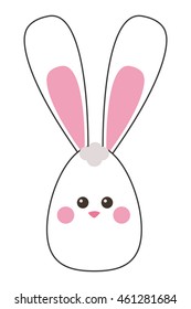 flat design easter bunny with egg icon vector illustration